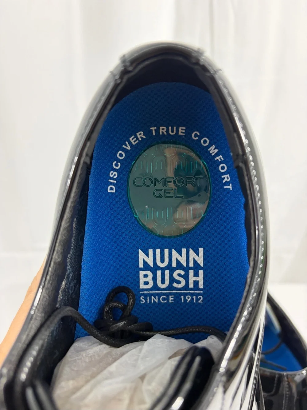 NWT Nunn Bush Men's Size 9 Black Patent Derby Dress Shoes Sleek Formal Oxfords